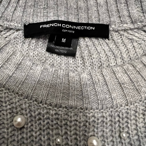 French Connection Light Gray Beaded Crewneck Sweater - Picture 6 of 6
